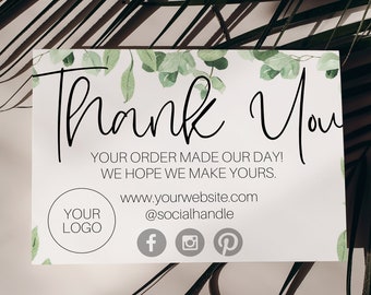 EDITABLE Thank You Card, Botanical Small Business DIY Template, Botanical Thank You Card, DIY Thank You Card Template, Small Business
