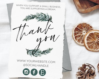 Christmas Thank You Cards Printable, Thank You Card Template, Holiday Small Business Thank You Cards, Thank You Stationary Printable