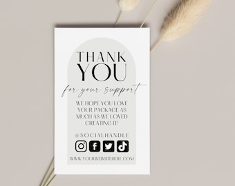 Boho Editable Business Thank You Card, Boho Thank You Business Card, Small Business Branding, Small Business Thank You Card, Business Card