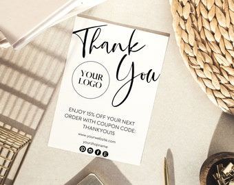 EDITABLE Thank You Small Business Minimal DIY Template, Digital Download Thank You Card, Editable Download Small Business Card
