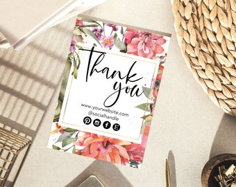 Thank You Business Card, Thank You For Your Order, Thank You For Your Purchase, Business Thank You Cards, DIY Thank You, Thank You Template