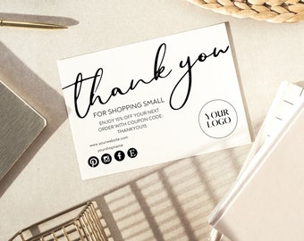 EDITABLE Thank You Small Business DIY Template, Digital Download Minimal Thank You Card, Editable Download Small Business Card