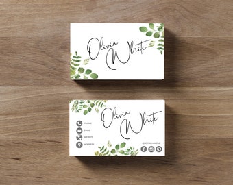 Botanical Business Card, DIY Card Template, Editable Business Card, DIY Buisness Card, Botanical Card Template, Green Botanical Card DIY