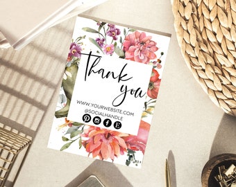 Thank You Business Card, Thank You For Your Order, Thank You For Your Purchase, Business Thank You Cards, DIY Thank You, Thank You Template