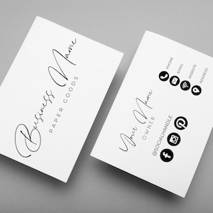 Carte de visite modifiable, bricolage de carte minimaliste, carte de visite minimale, modèle de carte de visite noir et blanc, carte d'appel simple modifiable