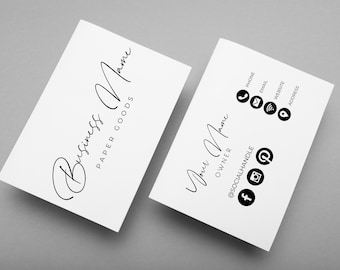 Editable Business Card, Minimalist Card DIY, Minimal Business Card, Black and White Business Card Template, Editable Simple Calling Card