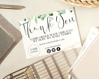EDITABLE Botanical Thank You Card Template, Small Business Thank You Card, DIY Thank You Card Template, Download Thank You Cards