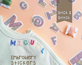 Striped Embroidery Letter Stickers: Custom Text, Peel & Stick