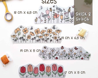 Floral Stick and Stitch Embroidery Transfers: Spring Flowers, Set of 4
