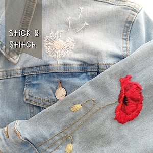 STICK and STITCH.  EMILY. Adesivo da ricamo. 20cm. Fiori. Incolla, ricama e sciogli. Ricamare a mano. solubile. Facile!!