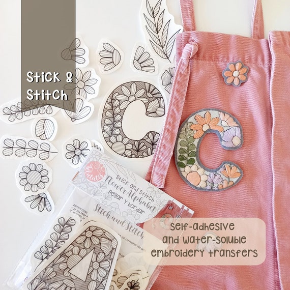Embroidery letters. Hand Stitch Letter & Flowers