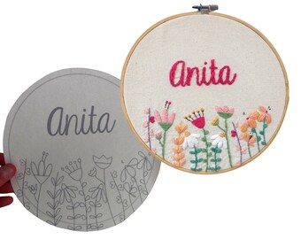 Customizable Floral Embroidery Sticker: Personalized Name Patch