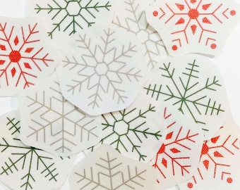 Embroidery stickers: Snowflakes. Water-soluble.