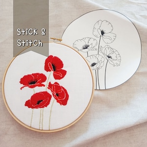 STICK and STITCH. SOFIA. Adesivo da ricamo. 20cm. Fiori. Incolla, ricama e sciogli. Ricamare a mano. solubile. Facile!!