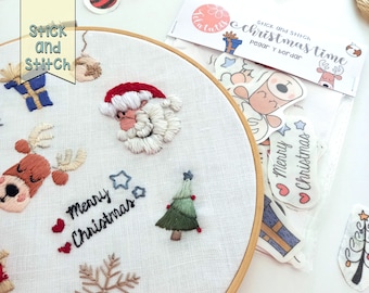 Christmas Embroidery Stickers: Stick and Stitch Designs