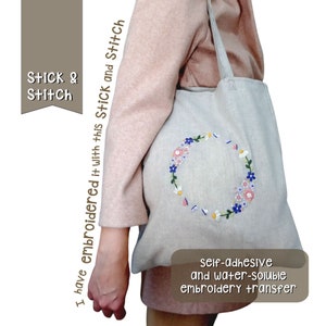 STICK and STITCH embroidery design | LISA | 1 large embroidery transfer | Hand embroidery patterns | Peel, Stick, Stitch and Rinse