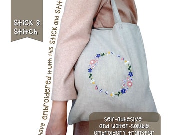 LISA Floral Embroidery Transfer: Stick and Stitch Design