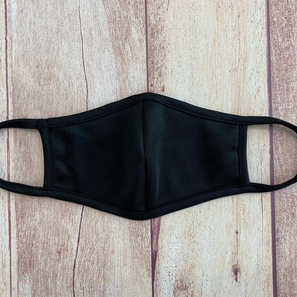 Adult PETITE Super Soft Black Reusable, Washable, Double Layered Face Mask! Packs Available! High Quality Fabric! Ships Fast and Free!