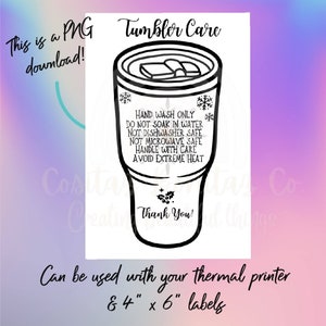 X-mas Tumbler Care Thermal 4”x 6” Sticker PNG/PDF Download-Packaging Stickers Small Business-Sticker for Rollo/Munbyn Printer