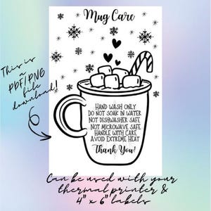 X-mas Tumbler Care Thermal 4”x 6” Sticker PNG/PDF Download-Packaging Stickers Small Business-Sticker for Rollo/Munbyn Printer