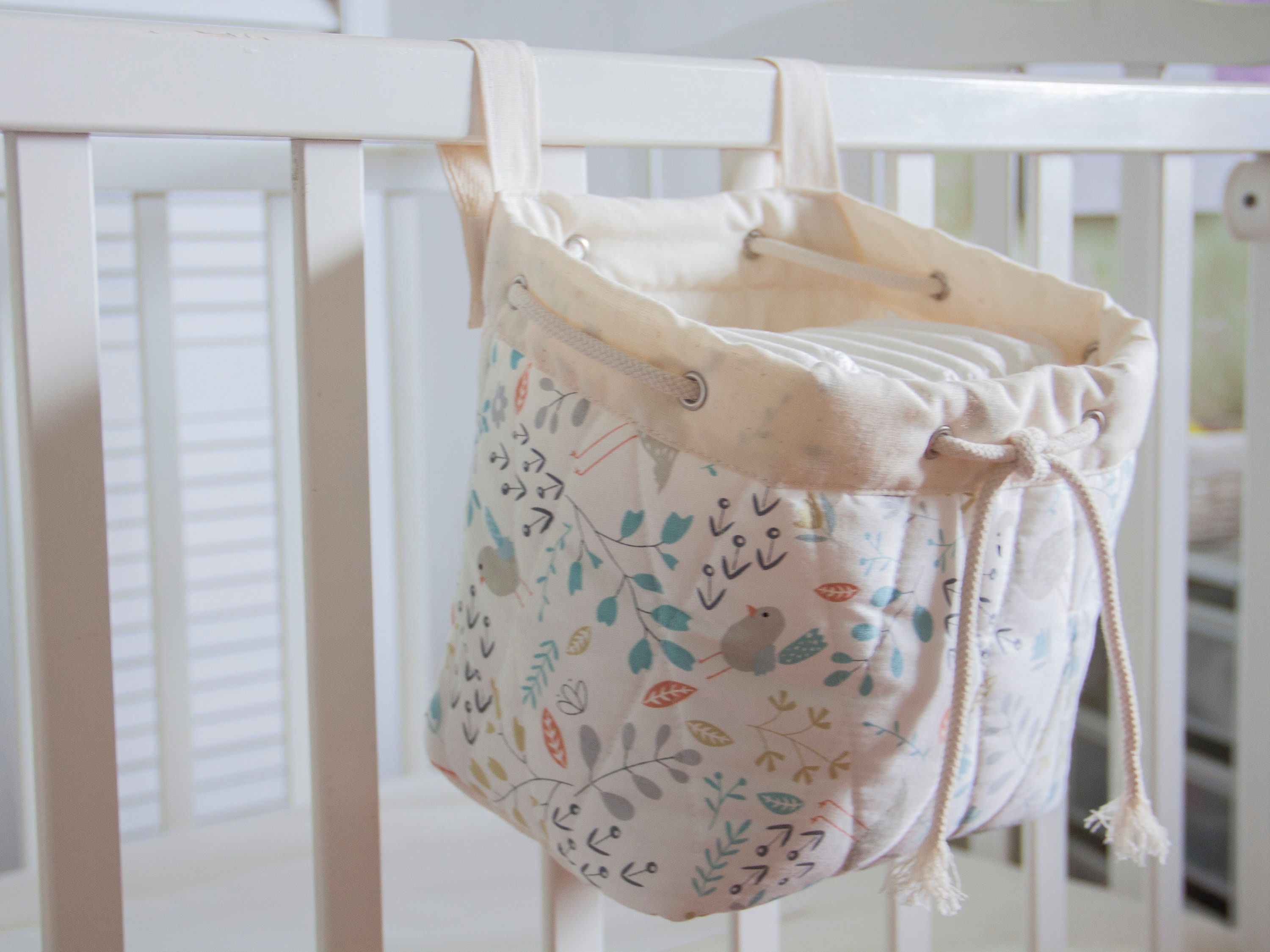 Hanging storage basket Basket storage Crib basket Baby crib Etsy