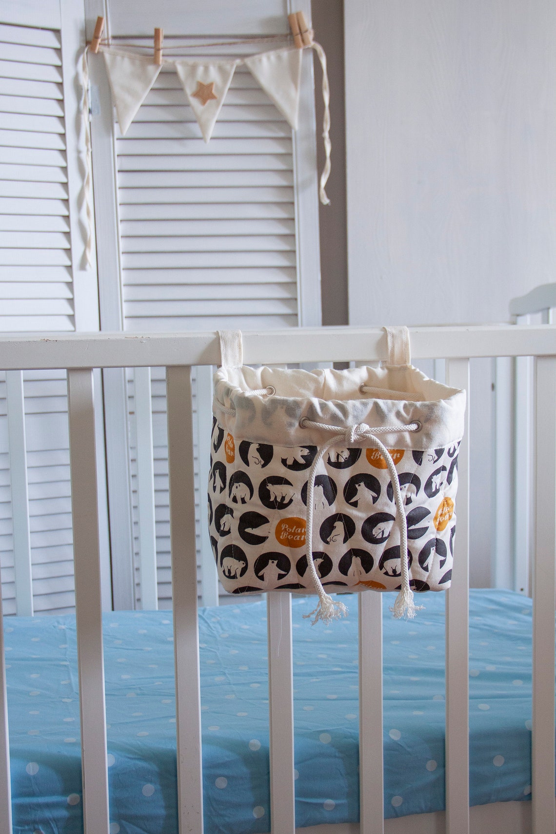 Hanging storage basket Basket storage Crib basket Baby crib Etsy