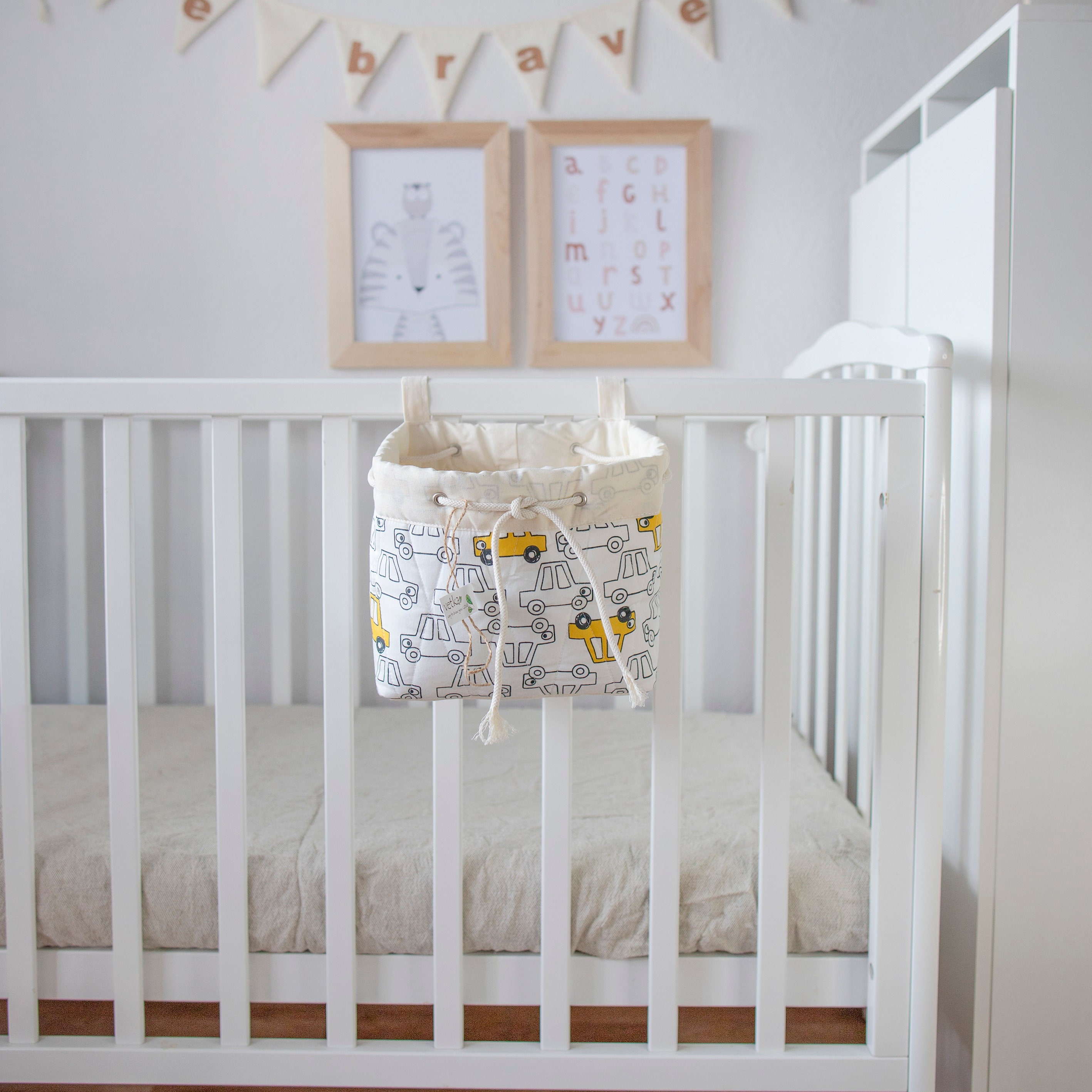 Nursery storage basket Baby crib orginizer Crib basket Etsy