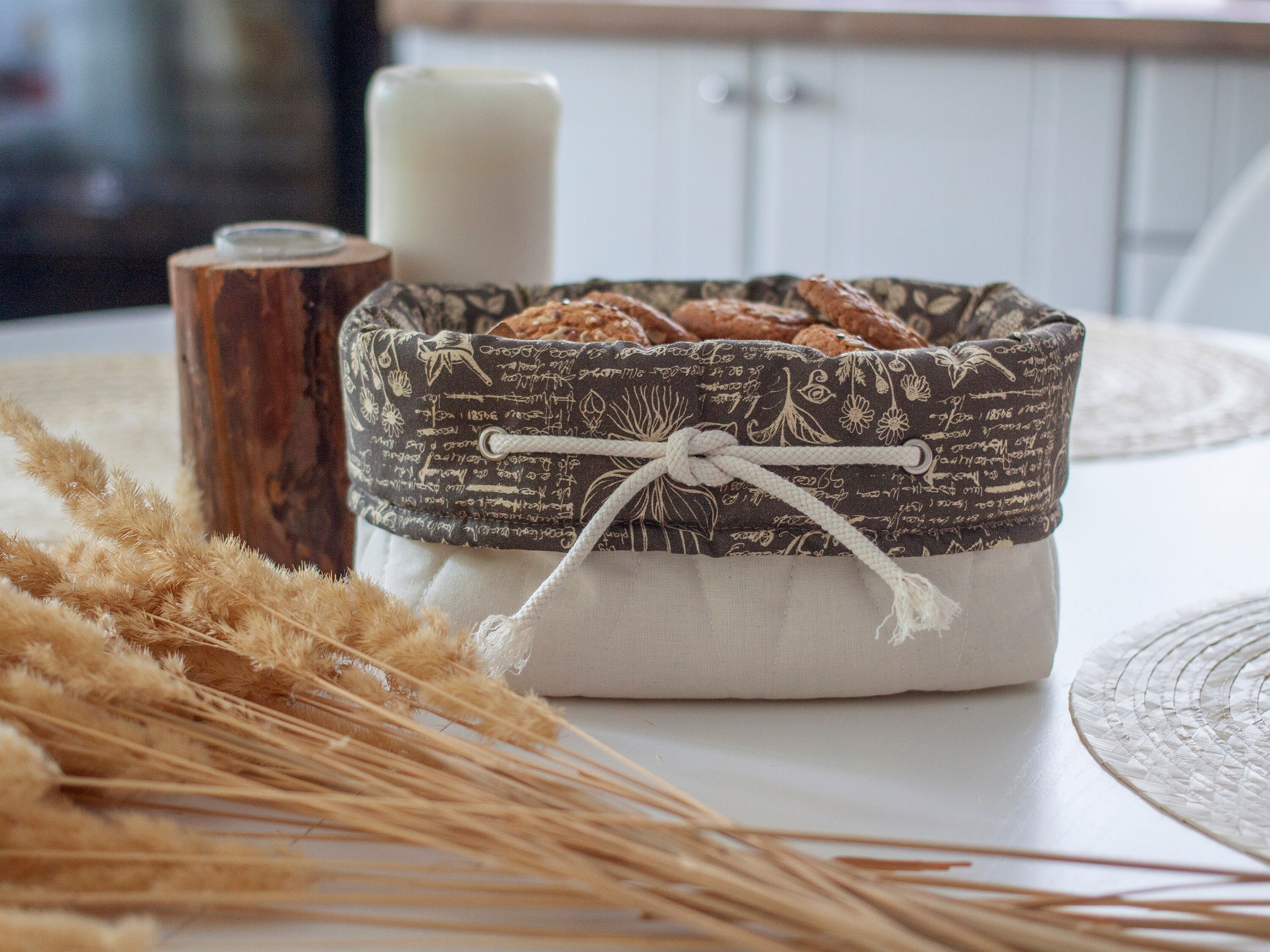 Bread Bin Fabric bread basket Organic food storage Table Etsy