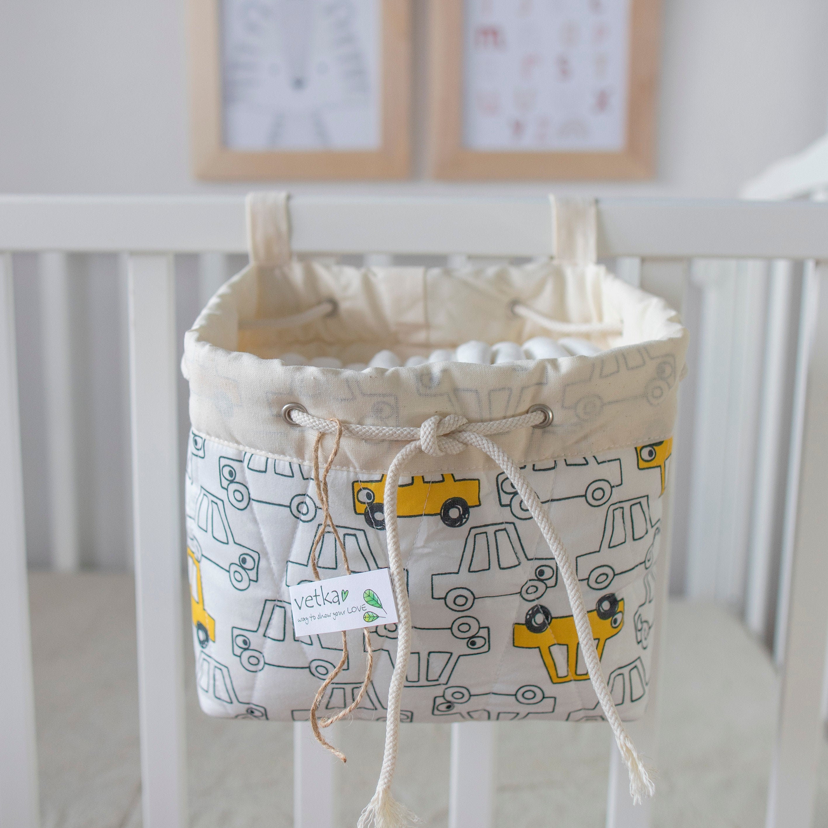 Nursery storage basket Baby crib orginizer Crib basket Etsy