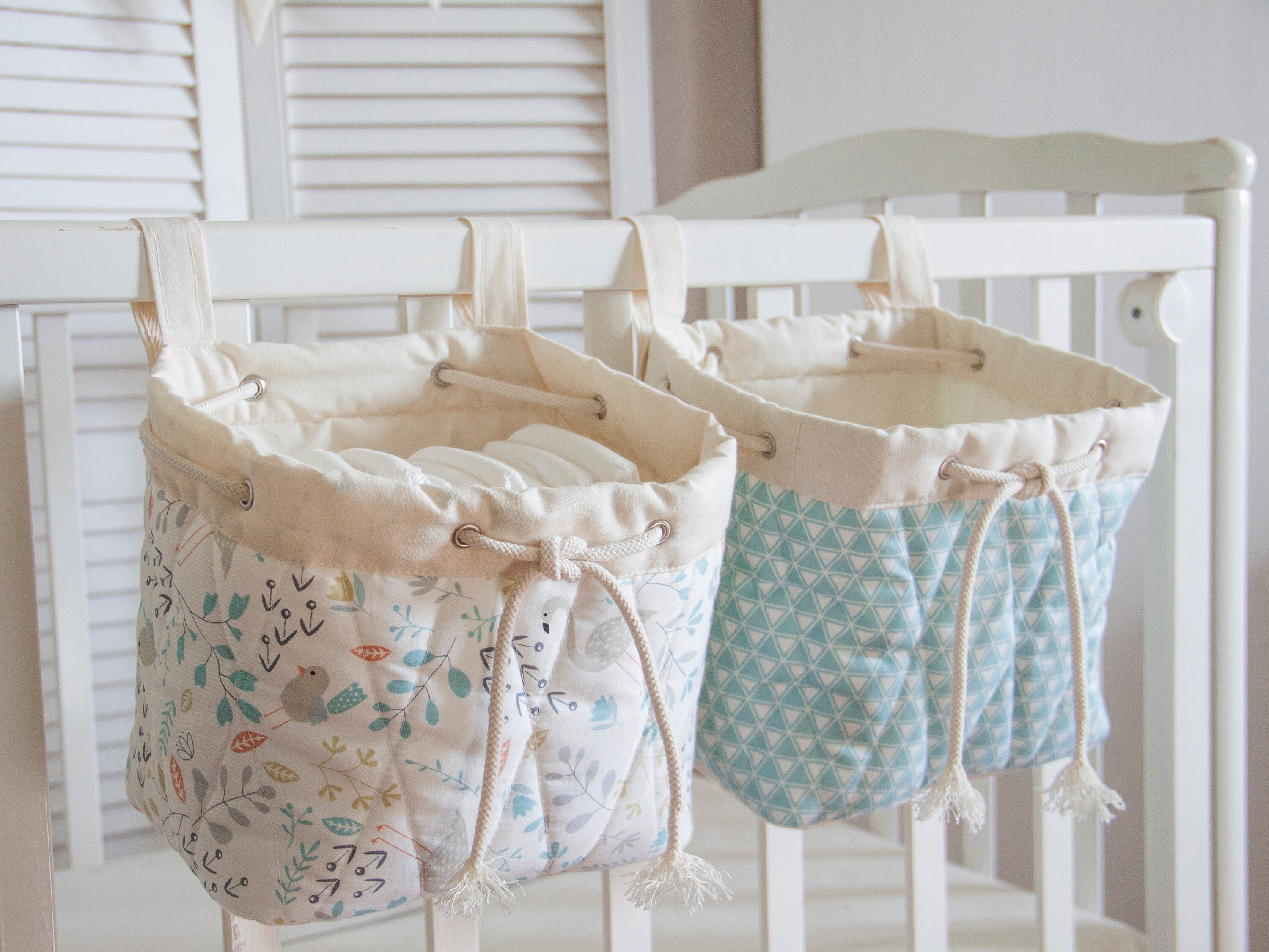 Hanging storage basket Basket storage Crib basket Baby crib Etsy