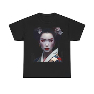 Japanese Geisha T Shirt Gift For Womens Mens Unisex Top Adult Tee Vintage Music Best Movie, realistic