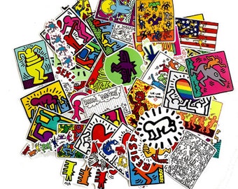 LOT OF 50 KEITH HARING ASSORTED GRAFFITI ART STICKERS