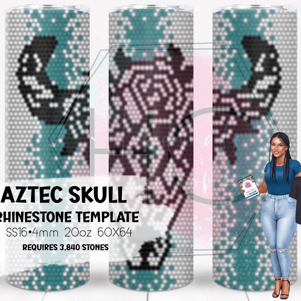 Aztec Skull Rhinestone Template