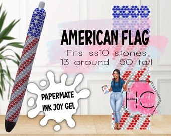 American Flag Rhinestone Pen Template