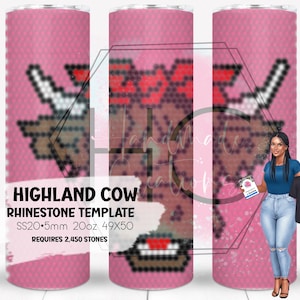 Highland Cow Rhinestone Tumbler Template