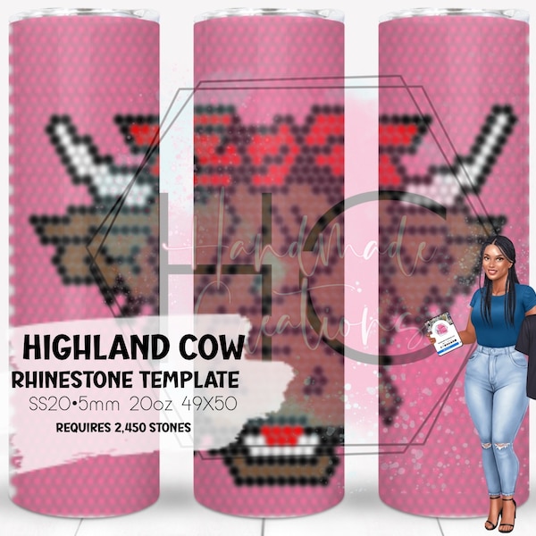 Highland Cow Rhinestone Tumbler Template