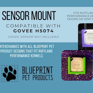 Temperature Sensor Mount Holder for dog crate compatible with Govee H5074 to fit RuffLand Performance Kennels doors or vent holes