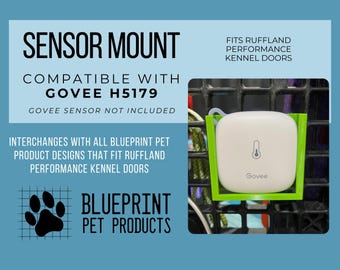 Temperature Sensor Mount Holder for dog crate compatible with Govee H5179 to fit RuffLand Performance Kennels doors