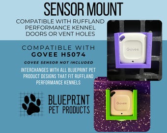 Soporte de montaje con sensor de temperatura para jaulas para perros compatible con Govee H5074 para adaptarse a puertas o orificios de ventilación de RuffLand Performance Kennels