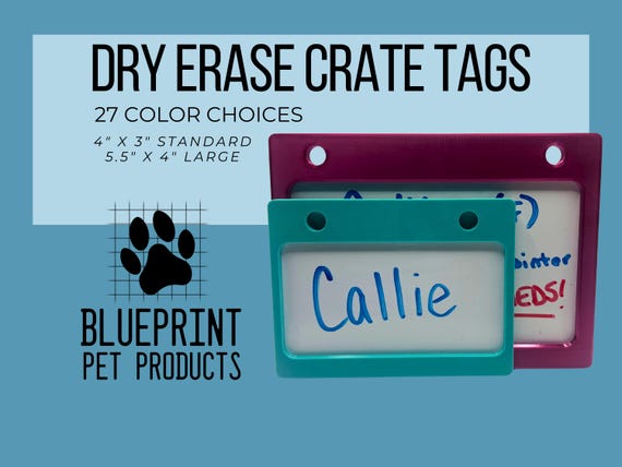 Dry Erase crate tag, kennel tag, dog crate tag, boarding kennel tag