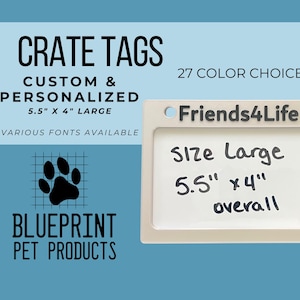 Large Personalized Dry Erase crate tag, kennel tag, dog crate tag, boarding kennel tag