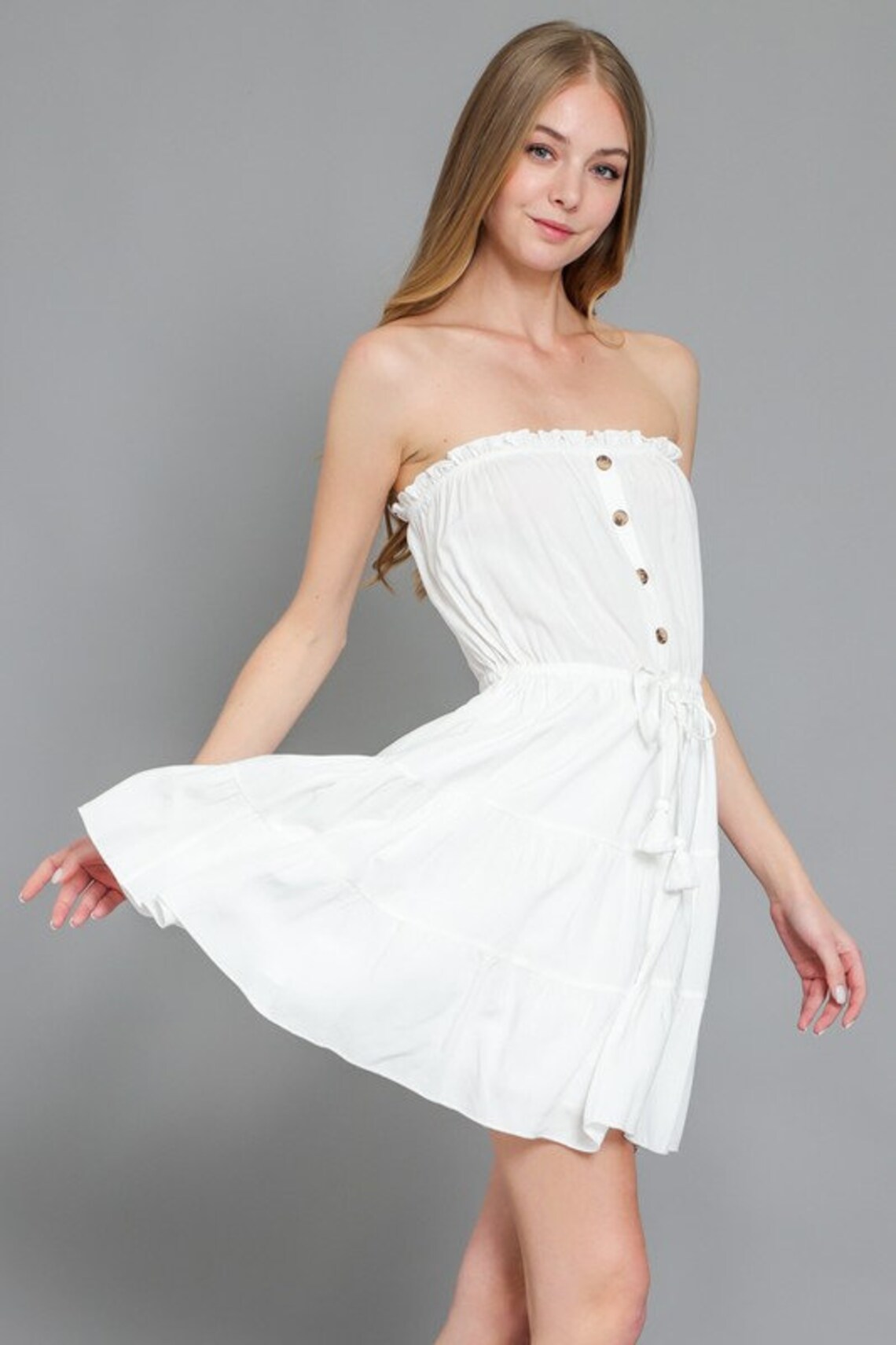 White Beach Dress /Tube Top Tie Waist Dress / Mini Dress Etsy