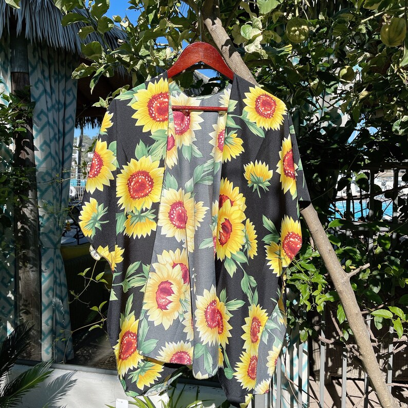 Sunflowers Silky Swim Cover Swim Cover Up  Kimono Swimsuit Cover Up Beach Bride Gift  Summer Dress