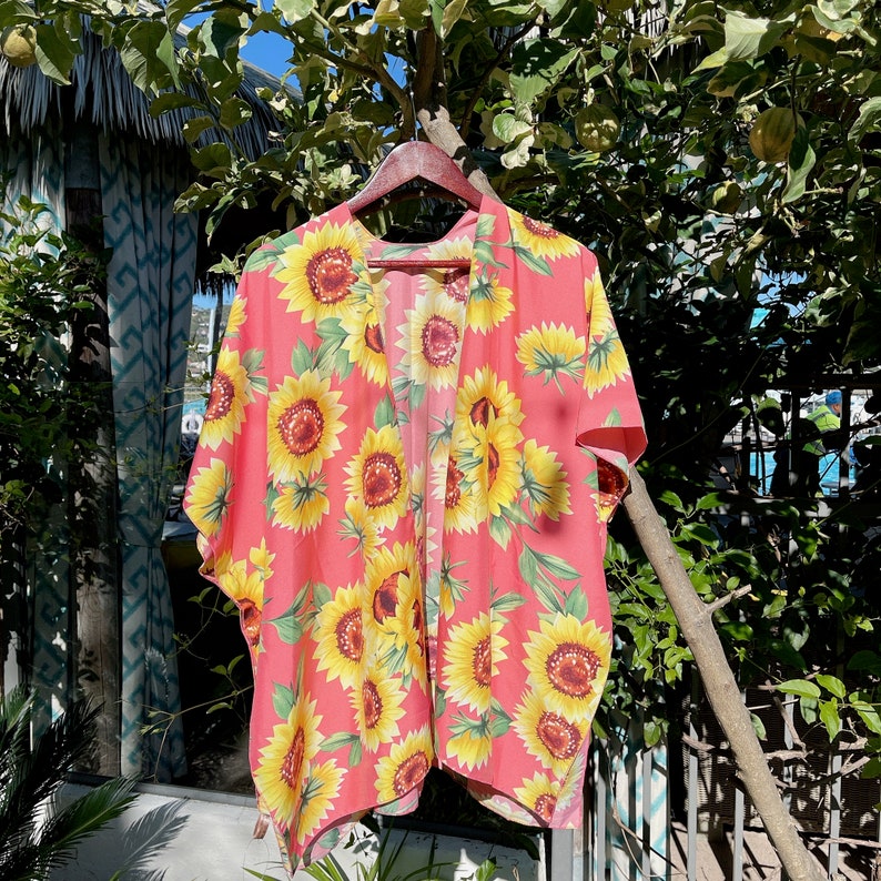 Sunflowers Silky Swim Cover Swim Cover Up Kimono Swimsuit Cover Up Beach Bride Gift Summer Dress