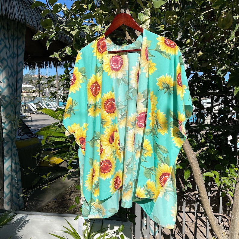 Sunflowers Silky Swim Cover Swim Cover Up Kimono Swimsuit Cover Up Beach Bride Gift Summer Dress