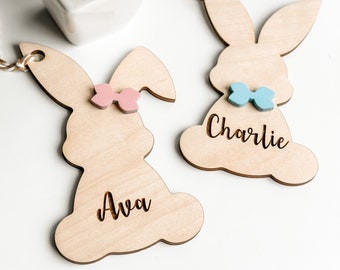 Easter Basket Name Tags / Wooden Bunny Name Tags / Wooden Name Labels / Wooden Gift Labels / Easter Gifts