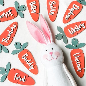 Easter Basket Name Tags / Wooden Carrot Name Tags / Wooden Name Labels / Wooden Gift Labels / Easter Gifts