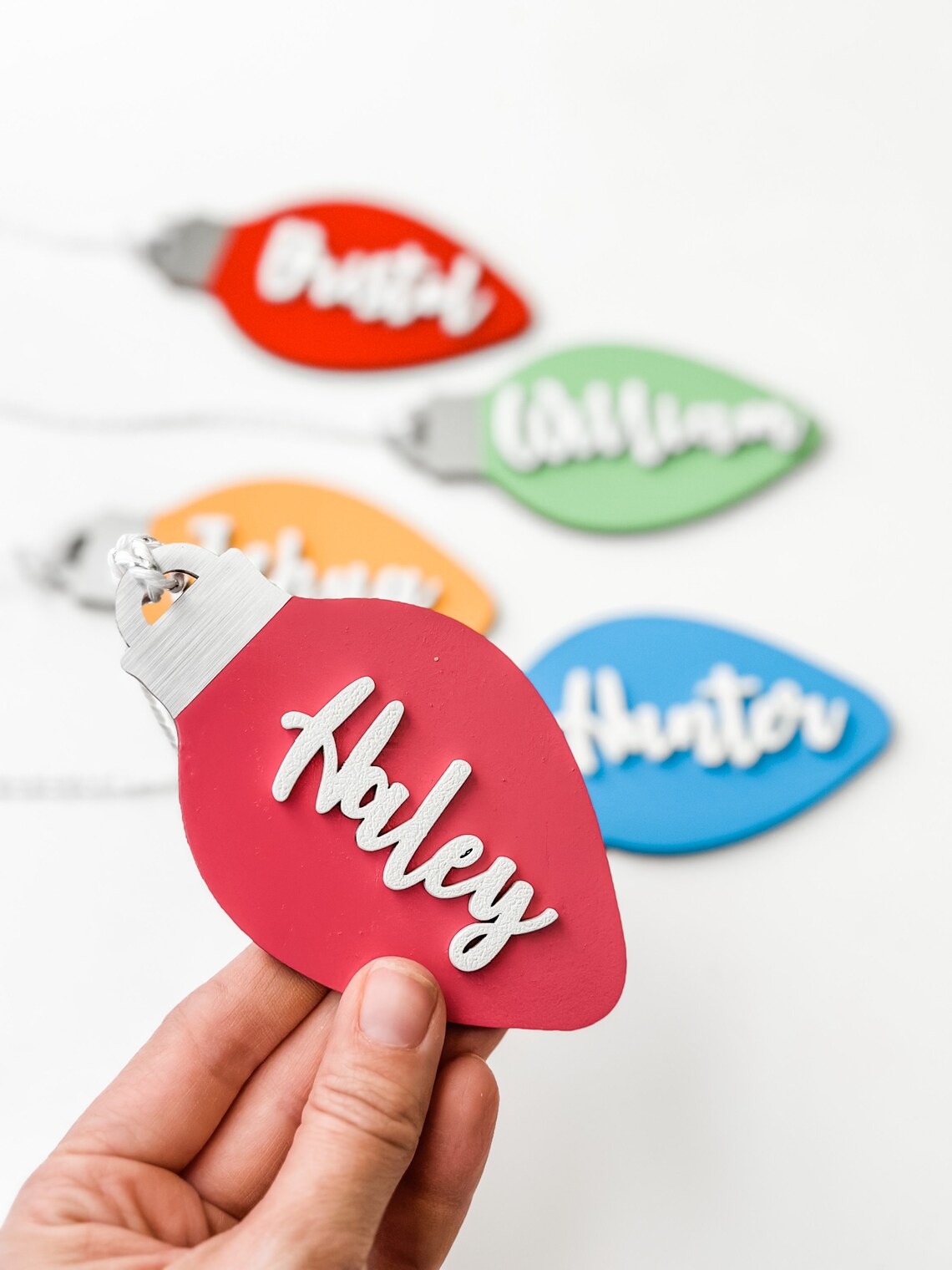 Christmas Lights Name Tags / Wooden Name Tags / Stocking Tags Etsy