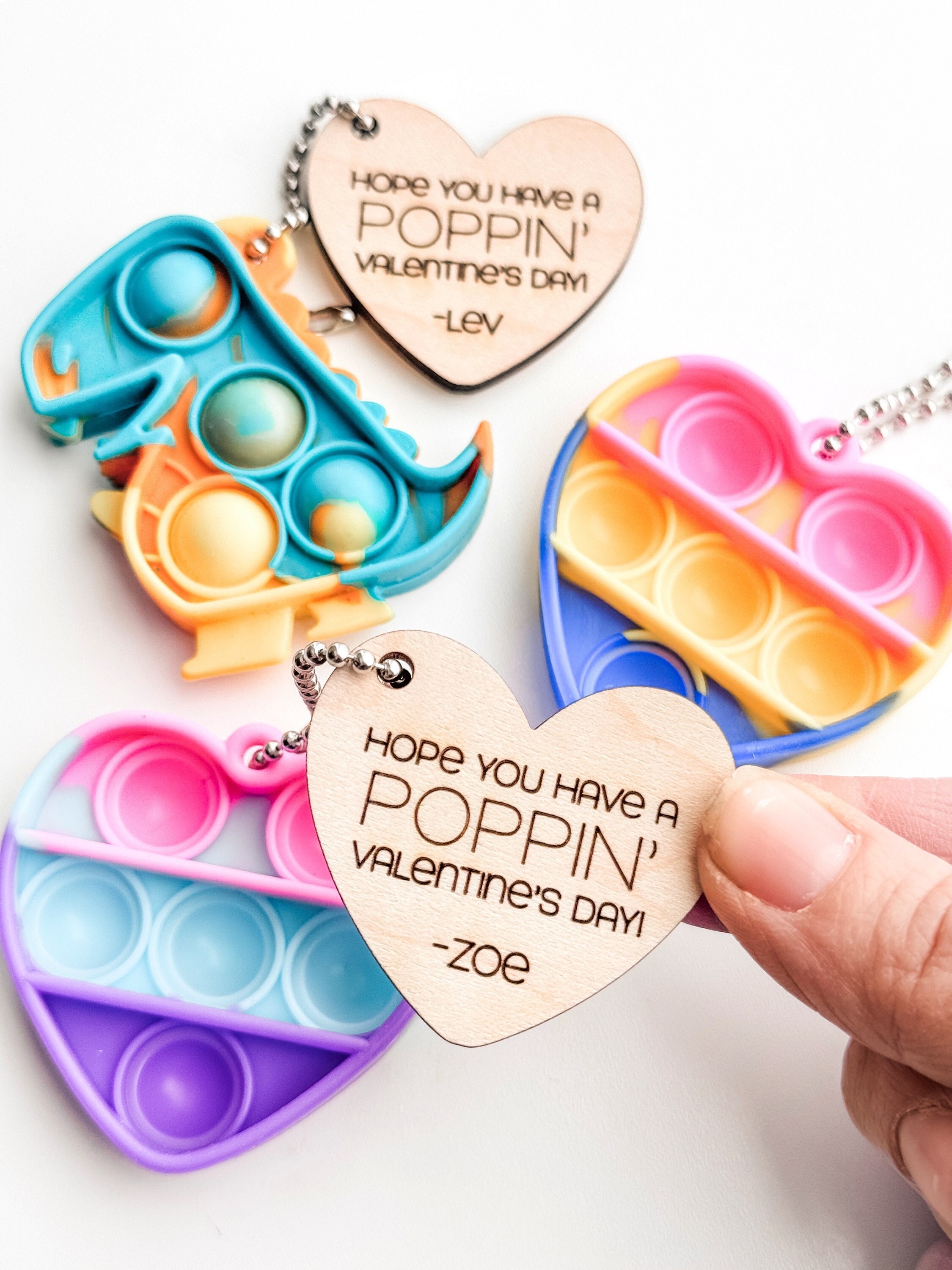 5pcs- Push Pop it Heart Bracelet Sensory Fidget Toy Valentine's