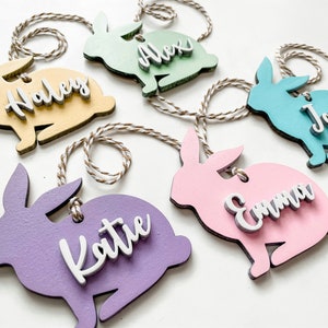 Easter Basket Name Tags / Wooden Bunny Name Tags / Wooden Name Labels / Wooden Gift Labels / Easter Gifts